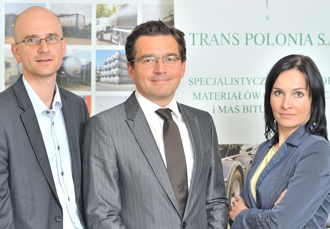 Dariusz Cegielski, Prezes Zarządu Trans Polonia SA. z Adrianą Bosiacką, Dyrektorem Spedycji oraz Krzysztofem Luksem, Dyrektorem Finansowym Trans Polonia SA.